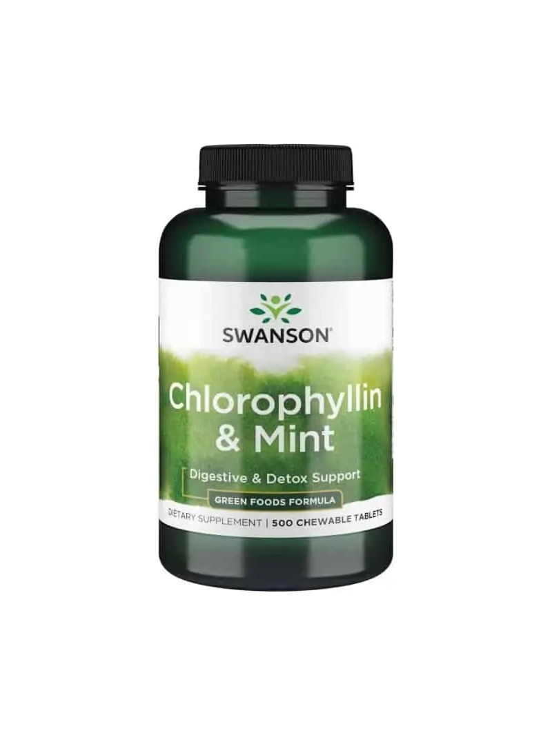 SWANSON Chlorophyllin & Mint (antioxidant) 500 žuvacích tabliet