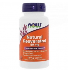 NOW FOODS Prírodný resveratrol 50 mg (prírodný resveratrol) 60 vegetariánskych kapsúl