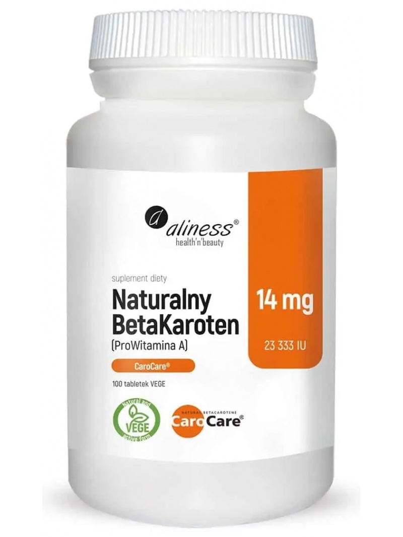 ALINESS Prírodný beta karotén 14 mg (vitamín A 25 000 IU) - 100 vegetariánskych tabliet