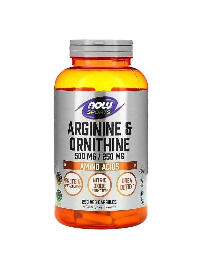 NOW SPORTS Arginín a ornitín 500 mg / 250 mg (arginín a ornitín) 250 vegetariánskych kapsúl