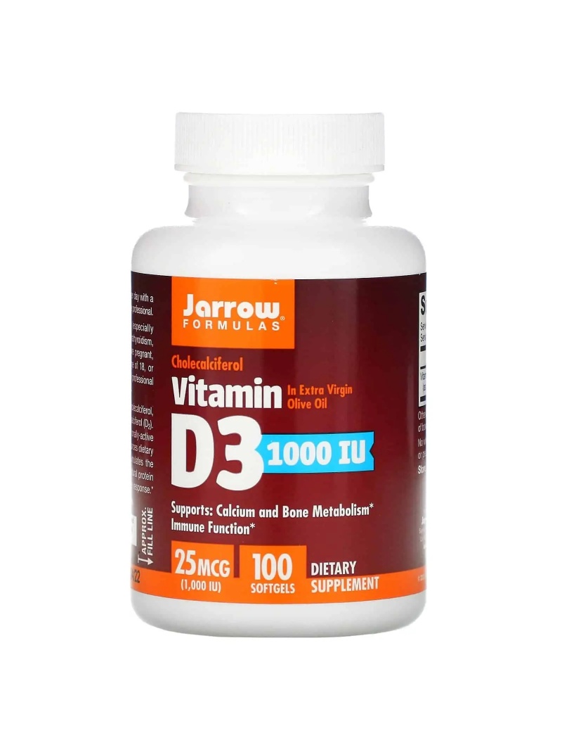 JARROW FORMULAS Vitamín D3 1000 IU (vitamín D3) 100 vrecúšok