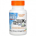 Doctor’s Best prírodný vitamín K2 MK-7 liek MenaQ7 plus vitamín D3 180 mcg 60 vegetariánskych kapsúl