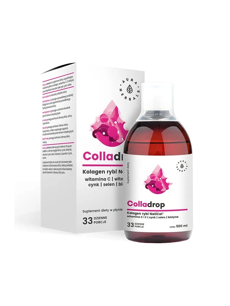 AURA HERBALS Colladrop (tekutý rybí kolagén + vitamín C) 500 ml