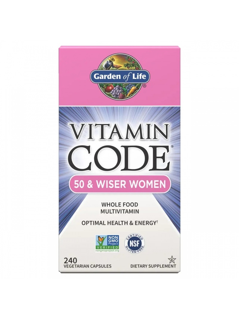 ZÁHRADA ŽIVOTA Vitamin Code 50 & Wiser Women RAW Whole Food Multivitamín 240 vegetariánskych kapsúl