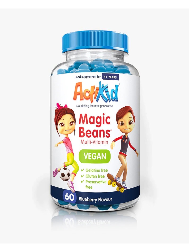 ActiKid Magic Beans Multivitamínové veganské 60 čučoriedkové gumičky