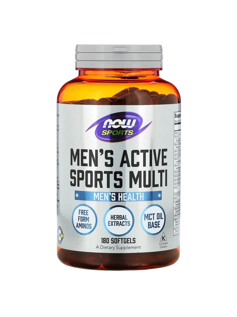 NOW SPORTS Pánske aktívne športové multi (multivitamíny pre mužov) 180 mäkkých gélov