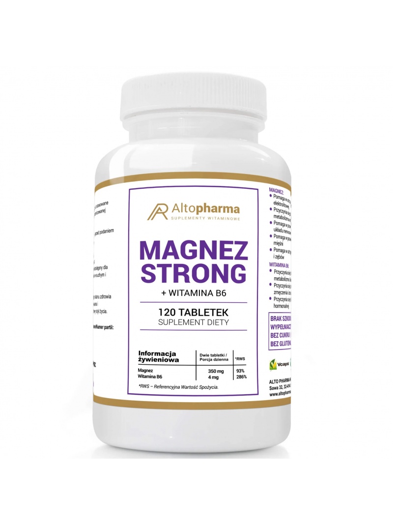 ALTO PHARMA Magnesium Strong + vitamín B6 120 vegetariánskych tabliet