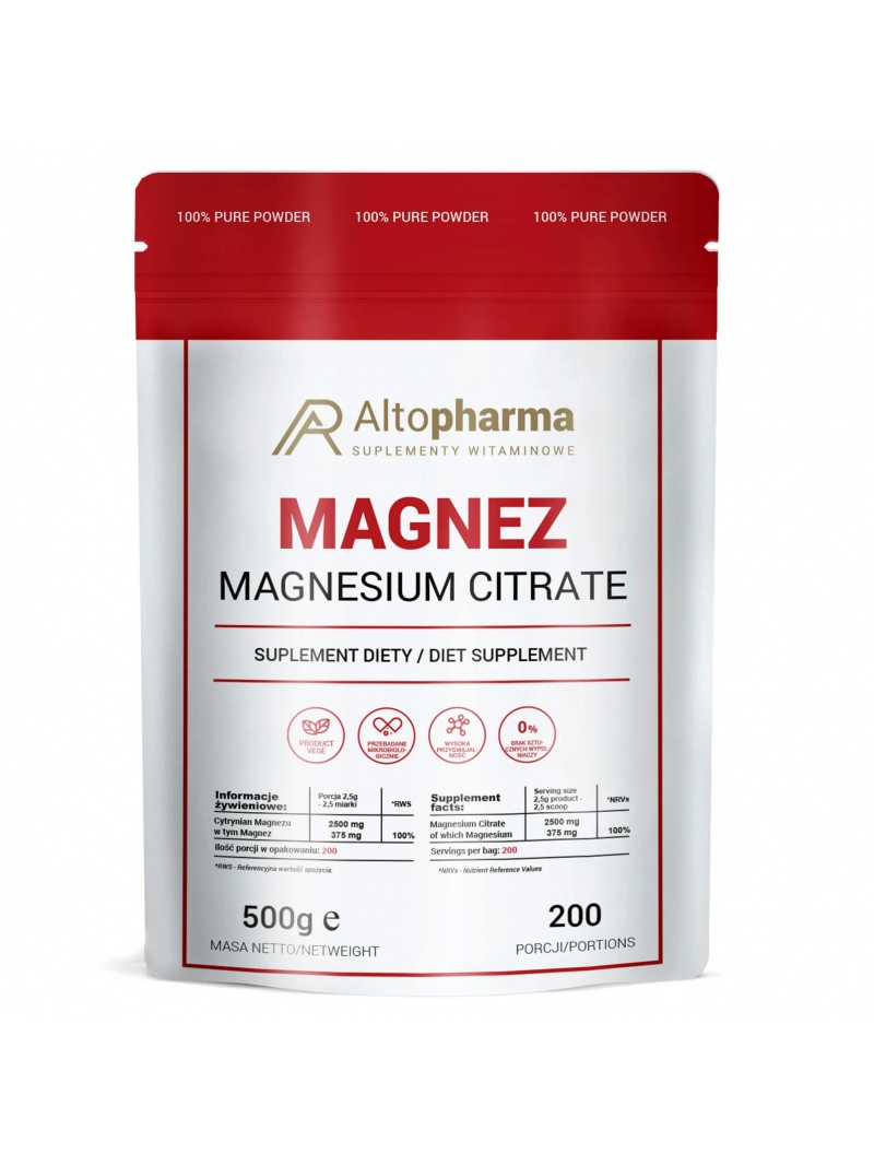 ALTO PHARMA Magnézium citrát (rastlinný produkt) 500g