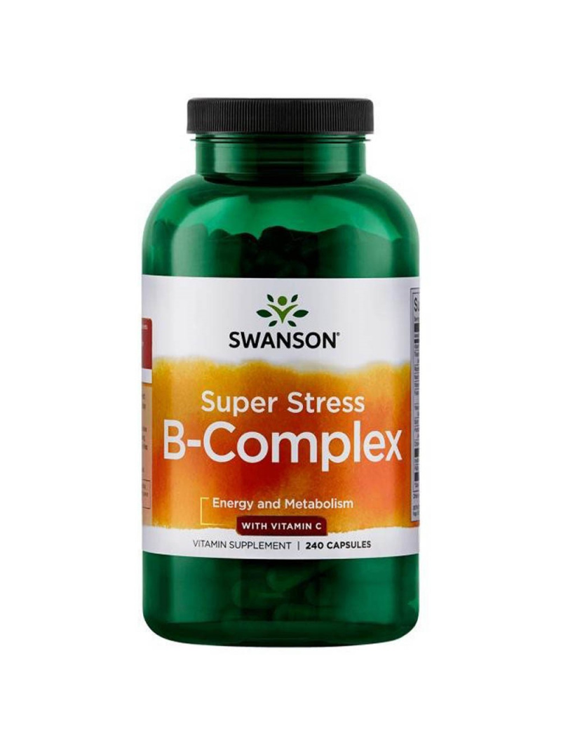 Swanson Super Stress B-Complex s vitamínom C - 240 kapsúl