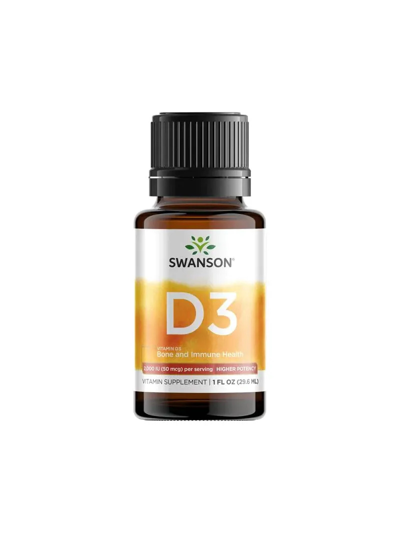 SWANSON Vitamín D3 (vitamín D3) kvapky 400 IU (50 mcg) – 29,6 ml