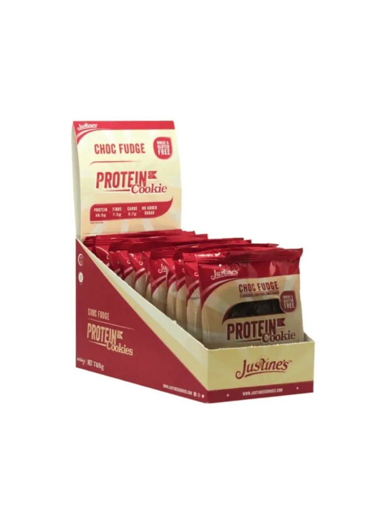 Justine&#39;s Protein Cookie – Bezlepkové proteínové sušienky – 12 x 64 g – Čokoláda