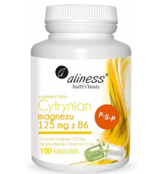 ALINESS Magnézium citrát 125 mg s vitamínom B6 (P-5-P) - 100 vegetariánskych kapsúl