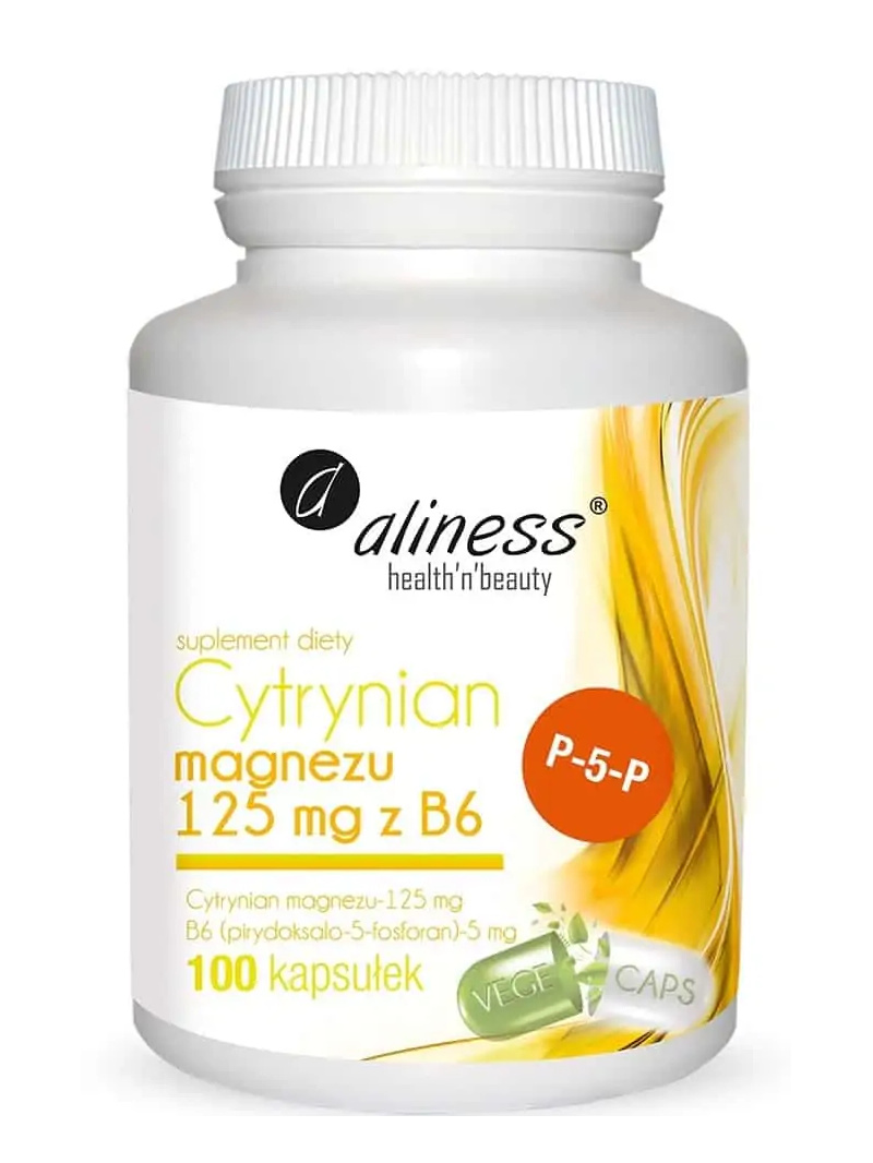 ALINESS Magnézium citrát 125 mg s vitamínom B6 (P-5-P) - 100 vegetariánskych kapsúl