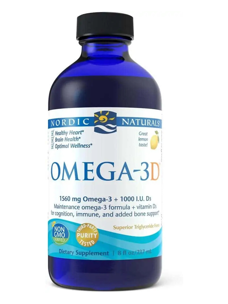 NORDIC NATURALS Omega-3D 1560 mg (Omega-3 kyseliny, EPA, DHA s vitamínom D3) 237 ml