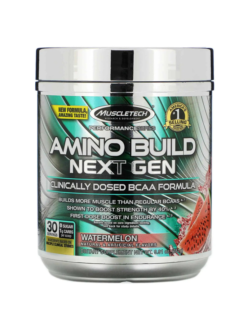 MUSCLETECH Amino Build Next Gen Energized (BCAA Aminokyseliny) 280 g vodný melón