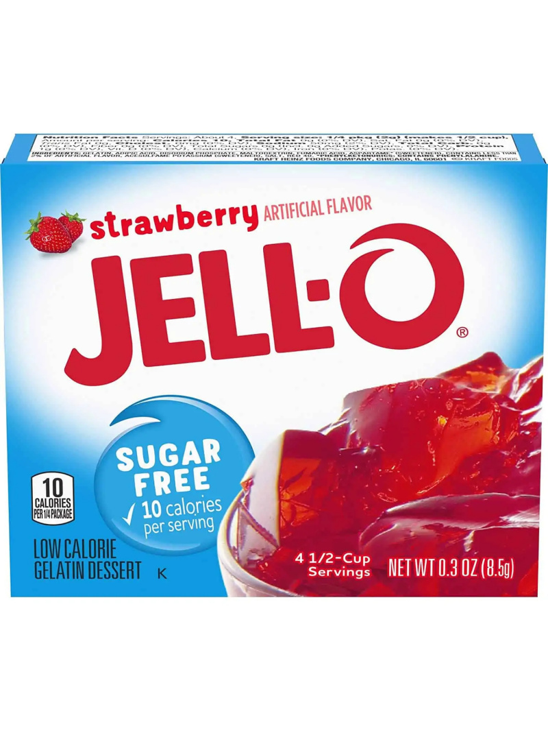 Jell-O Želatínový dezert bez cukru (želatínový dezert bez cukru) 8,5 g jahoda