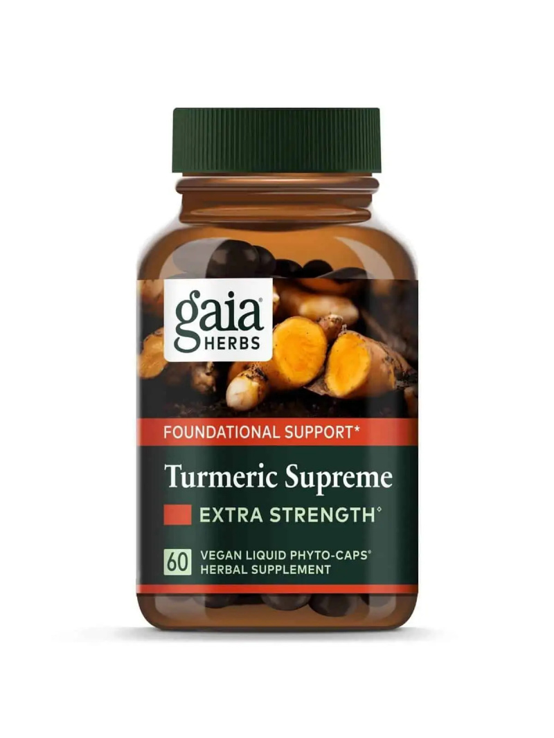 Gaia Herbs Kurkuma Supreme Extra Strength (Kurkuma – pomáha pri znižovaní zápalu) 60 vegánskych tekutých kapsúl