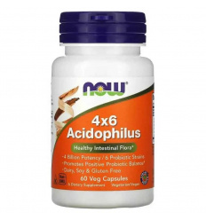 NOW FOODS Acidophilus 4x6 (probiotikum, zdravá črevná flóra) 60 vegetariánskych kapsúl