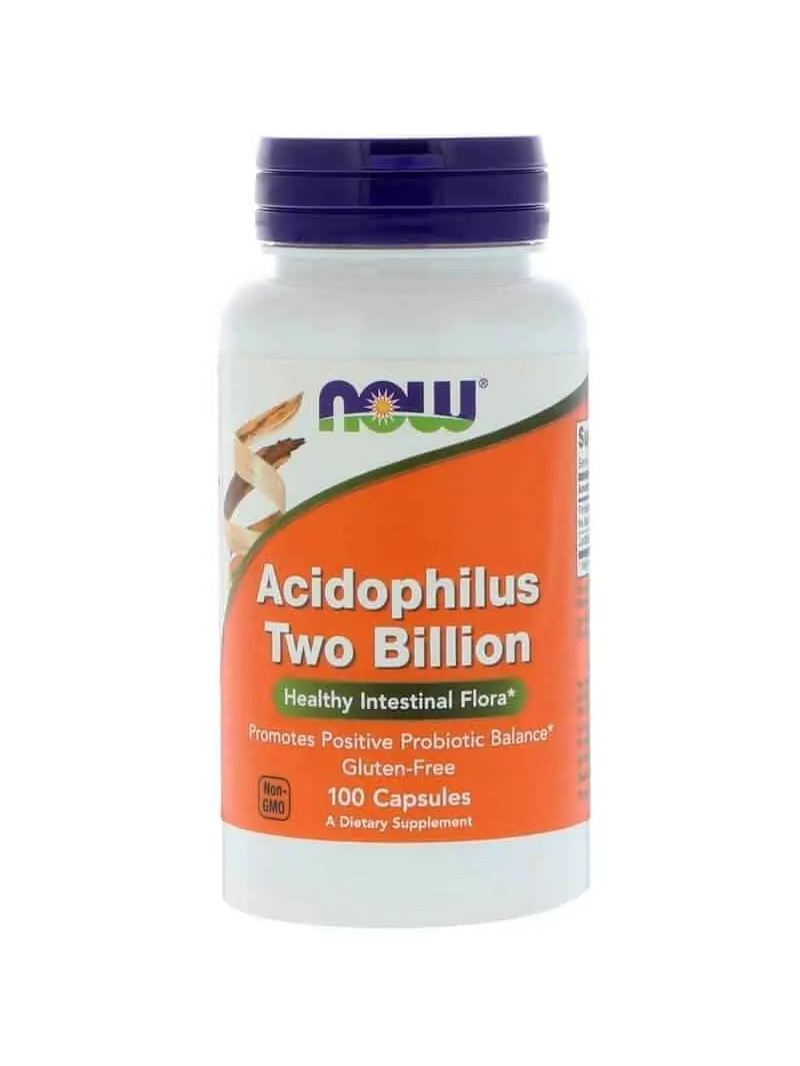 NOW FOODS Acidophilus Dve miliardy (probiotiká, zdravá črevná flóra) 100 vegetariánskych kapsúl