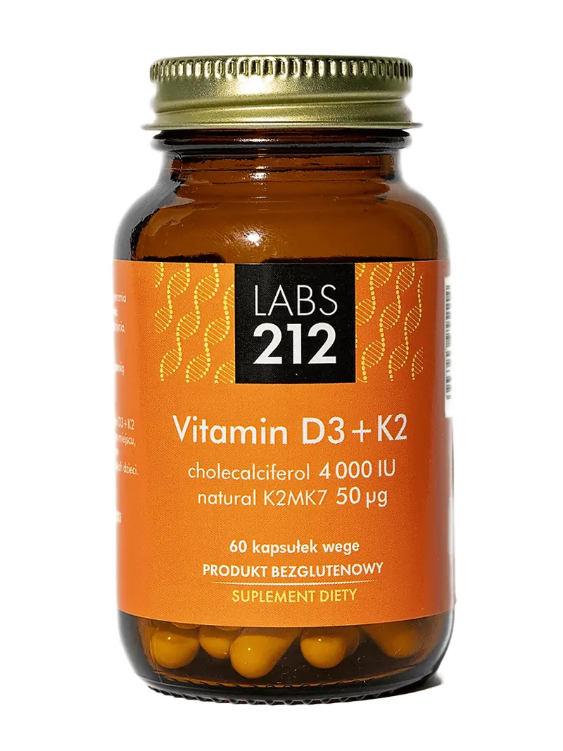 LABS212 Vitamín D3+K2 (vitamín D3, K2MK7) 60 vegetariánskych kapsúl