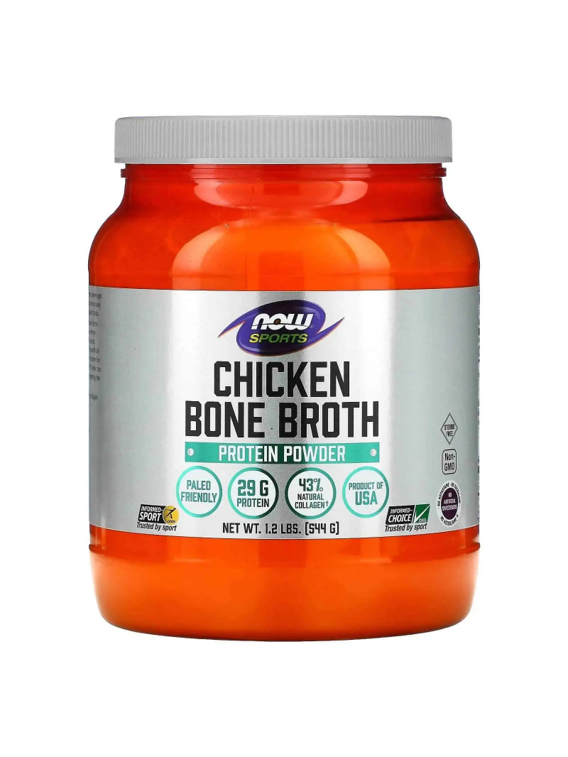 NOW SPORTS Vývar z kostí Kurací prášok (poultry Protein) 544 g