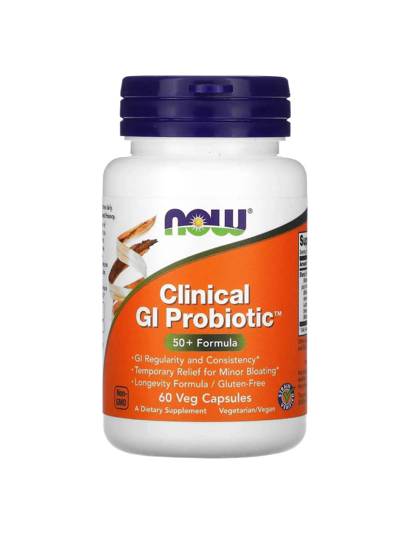 NOW FOODS Clinical GI Probiotic (Probiotický vzorec 50+) 60 vegetariánskych kapsúl