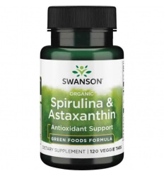 SWANSON Organic Spirulina & Astaxanthin (Spirulina, Astaxanthin) 120 veganských tabliet