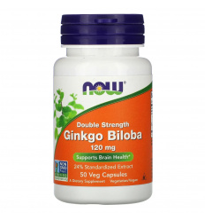 NOW FOODS Ginkgo Biloba Double Strength 120 mg (podpora zdravia mozgu) 50 vegetariánskych kapsúl