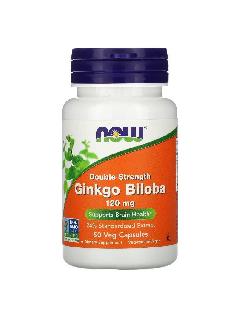 NOW FOODS Ginkgo Biloba Double Strength 120 mg (podpora zdravia mozgu) 50 vegetariánskych kapsúl