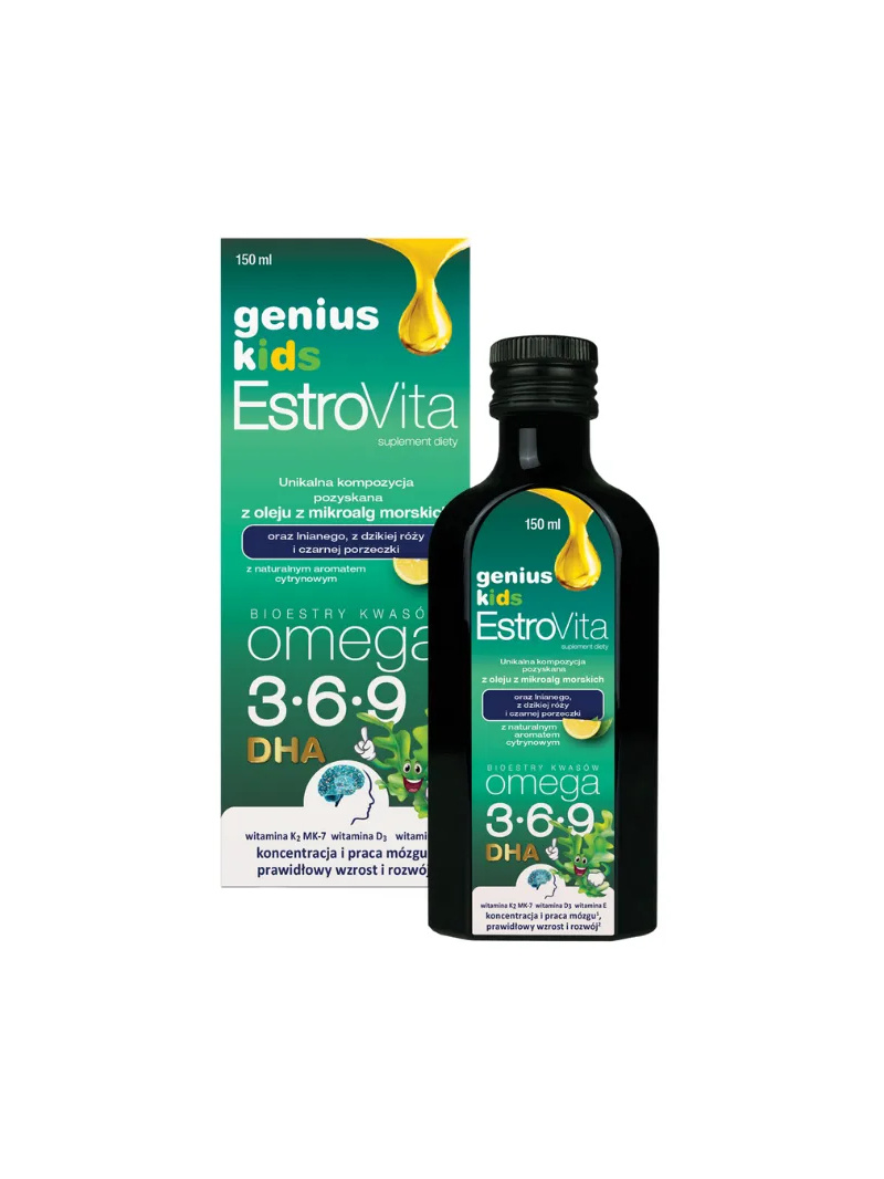 EstroVita Genius Kids (OMEGA kyseliny, DHA, Brain Work) 150 ml