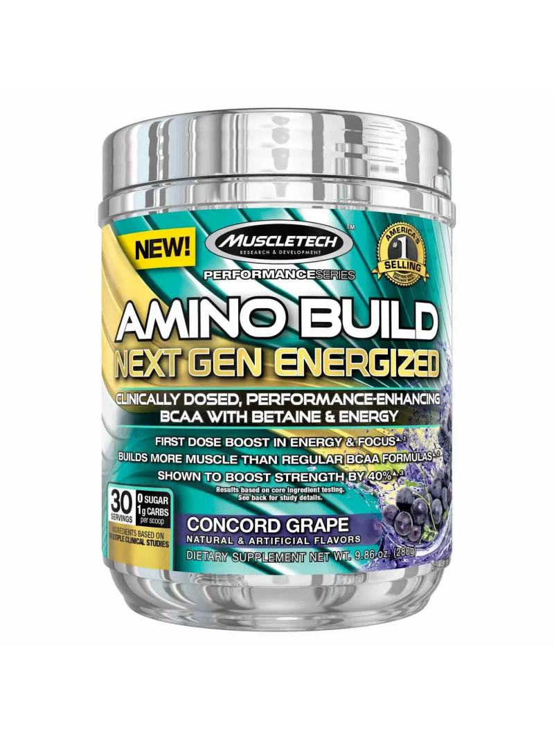 MUSCLETECH Amino Build Next Gen Energized (BCAA Aminokyseliny) 280 g hrozno Concord