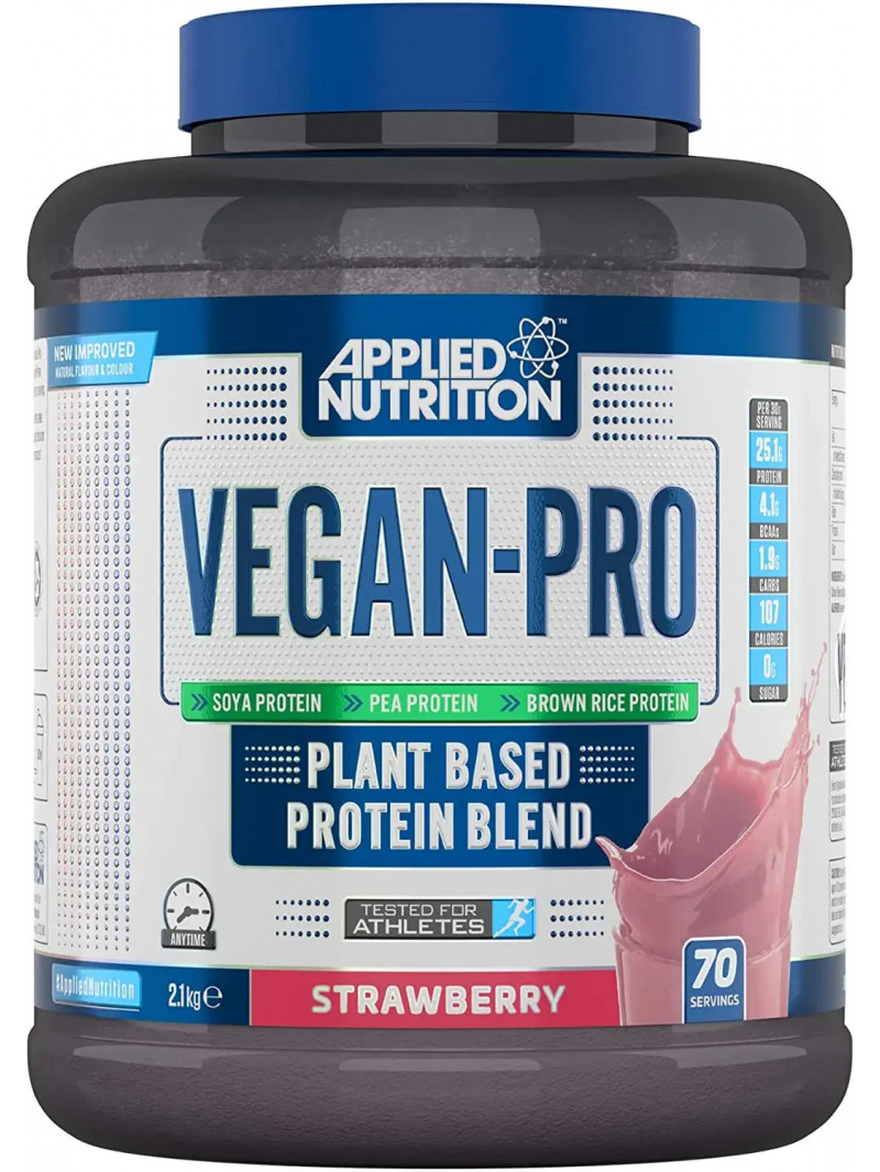 APLIKOVANÁ VÝŽIVA Vegan Pro - Zmes rastlinných bielkovín (Vegan Protein - Testované pre športovcov) 2,1 kg Jahoda