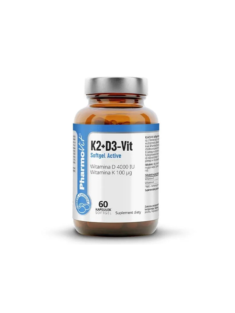 PHARMOVIT K2+D3-Vit (vitamín D 4000 IU, vitamín K 100 mcg) 60 gélových kapsúl