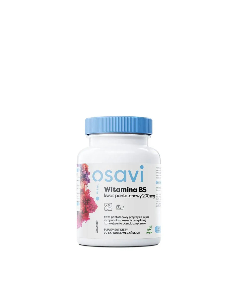 OSAVI Vitamín B5, kyselina pantoténová 200 mg (podporuje nervový systém) 90 vegánskych kapsúl