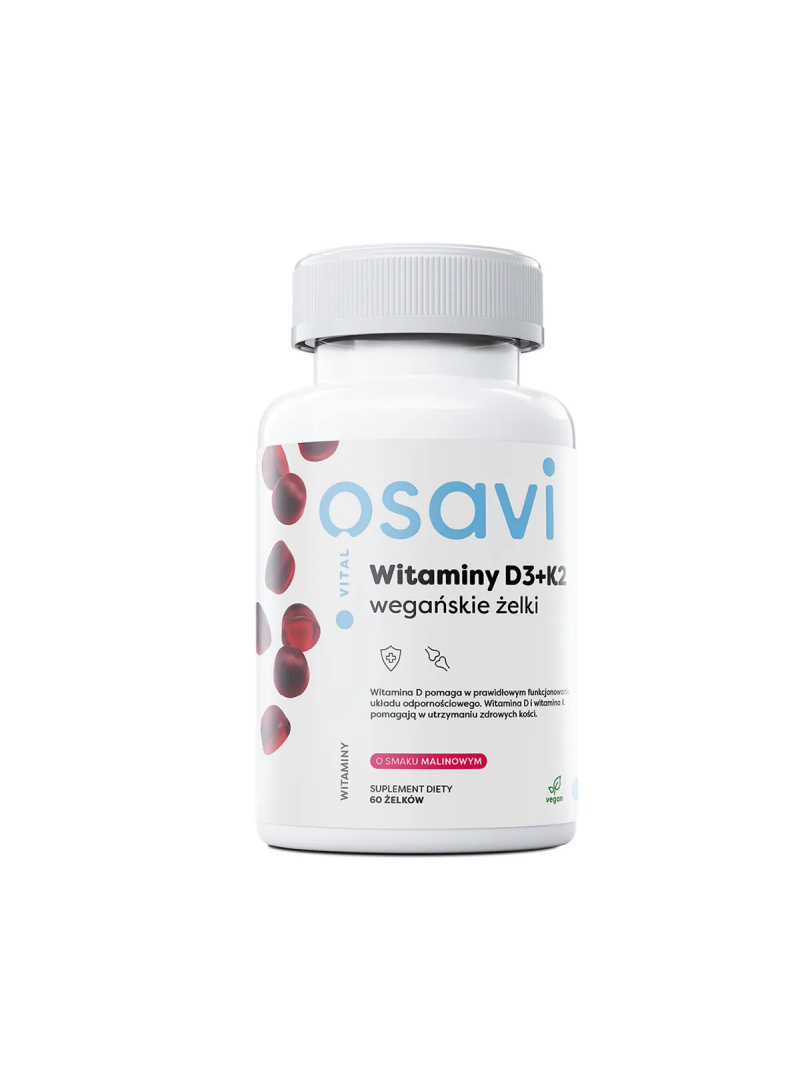 OSAVI Vitamíny D3 + K2 vegánske želé 60 malinových želé