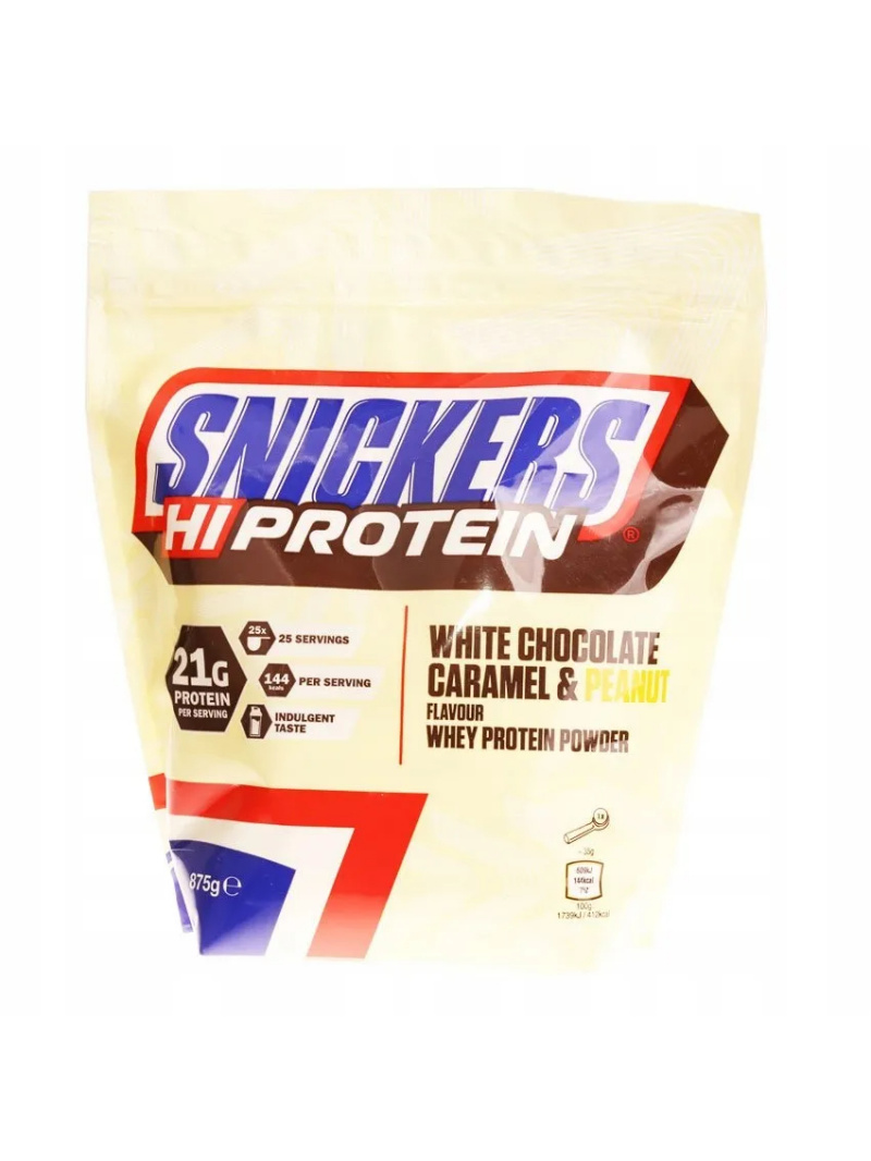 SNICKERS HiProtein Powder (WPC proteínový doplnok) 875 g biela čokoláda-orieškový karamel