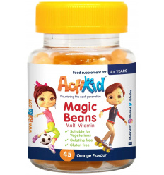 Multivitamín ActiKid Magic Beans (Multivitamín pre deti) 45 pomarančových gumičiek