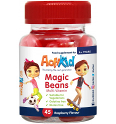 ActiKid Magic Beans Multi-Vitamin (Multivitamín pre deti) 45 malinových želé