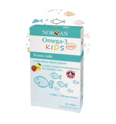 NORSAN Omega-3 Kids Jelly (Optimálny fyzický a duševný vývoj dieťaťa) 45 Citrónovo-Jahodové želé