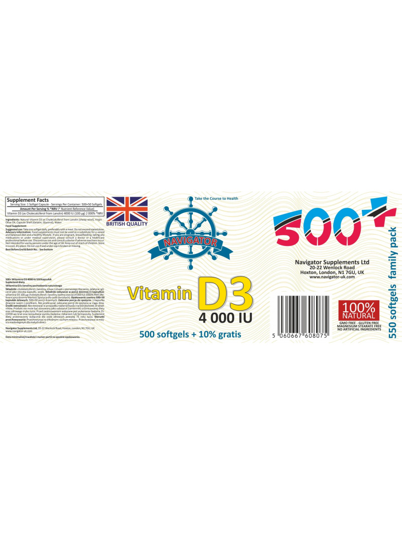 NAVIGATOR Vitamín D3 4 000 IU 550 gélových kapsúl