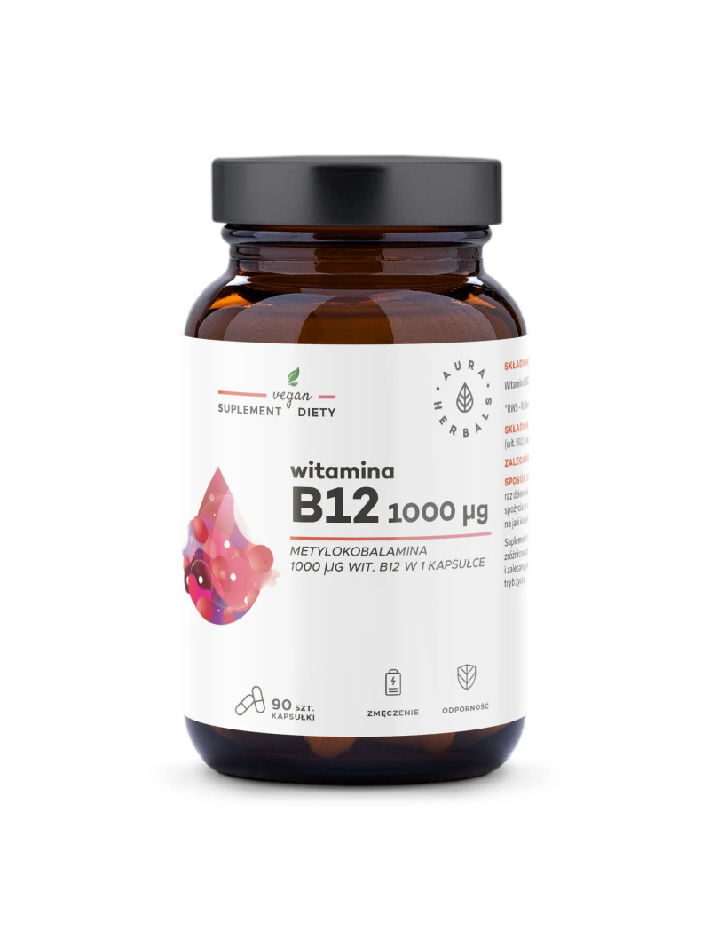 AURA HERBALS Vitamín B12 1000 mcg (metylkobalamín) 90 vegánskych kapsúl