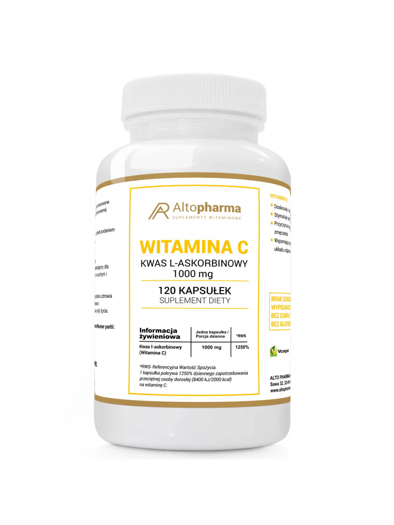 ALTO PHARMA Vitamín C 1000 mg (kyselina L-askorbová, podpora imunity) 120 kapsúl