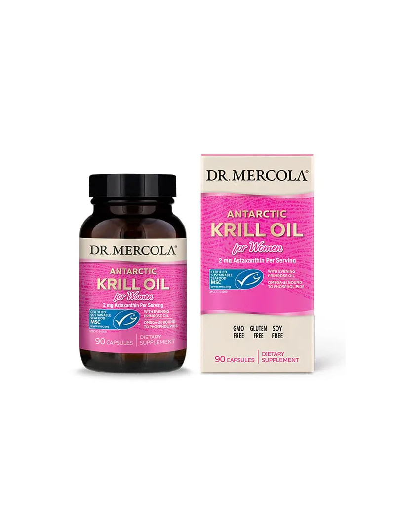 DR. MERCOLA Krill Oil pre ženy (Omega-3, GLA pre ženy, Hormonálna podpora) 90 kapsúl