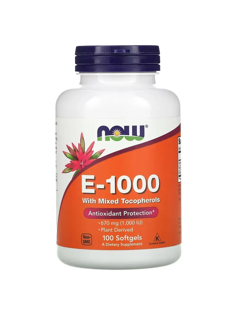 NOW FOODS E-1000 so zmiešanými tokoferolmi (vitamín E) 100 mäkkých gélov